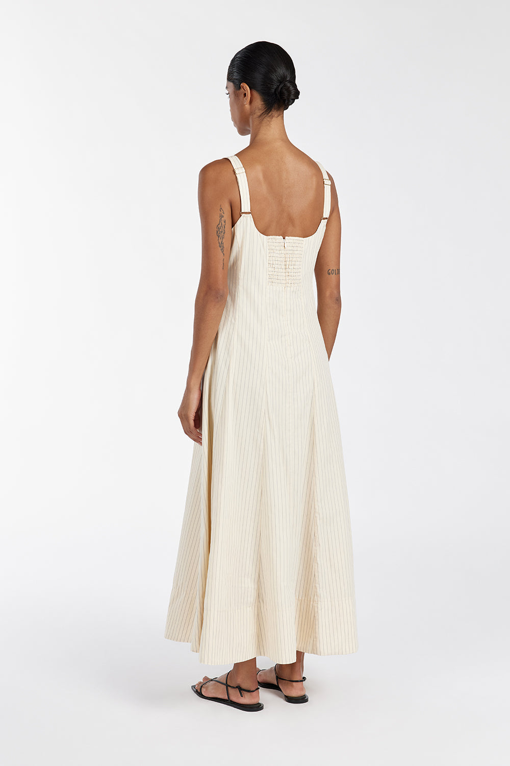 RILEY CREAM STRIPE MIDI DRESS