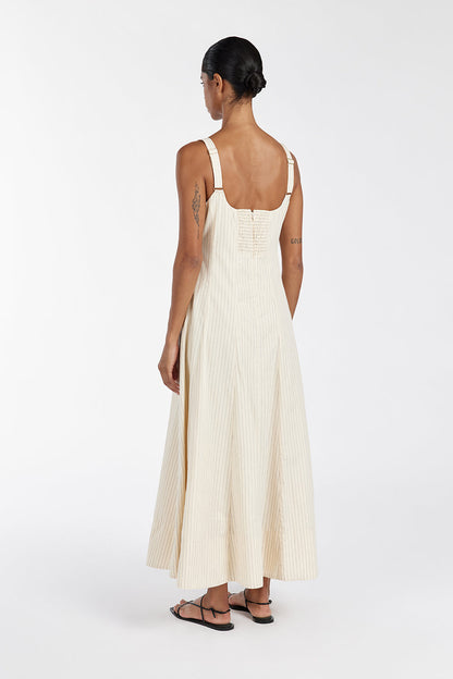 RILEY CREAM STRIPE MIDI DRESS