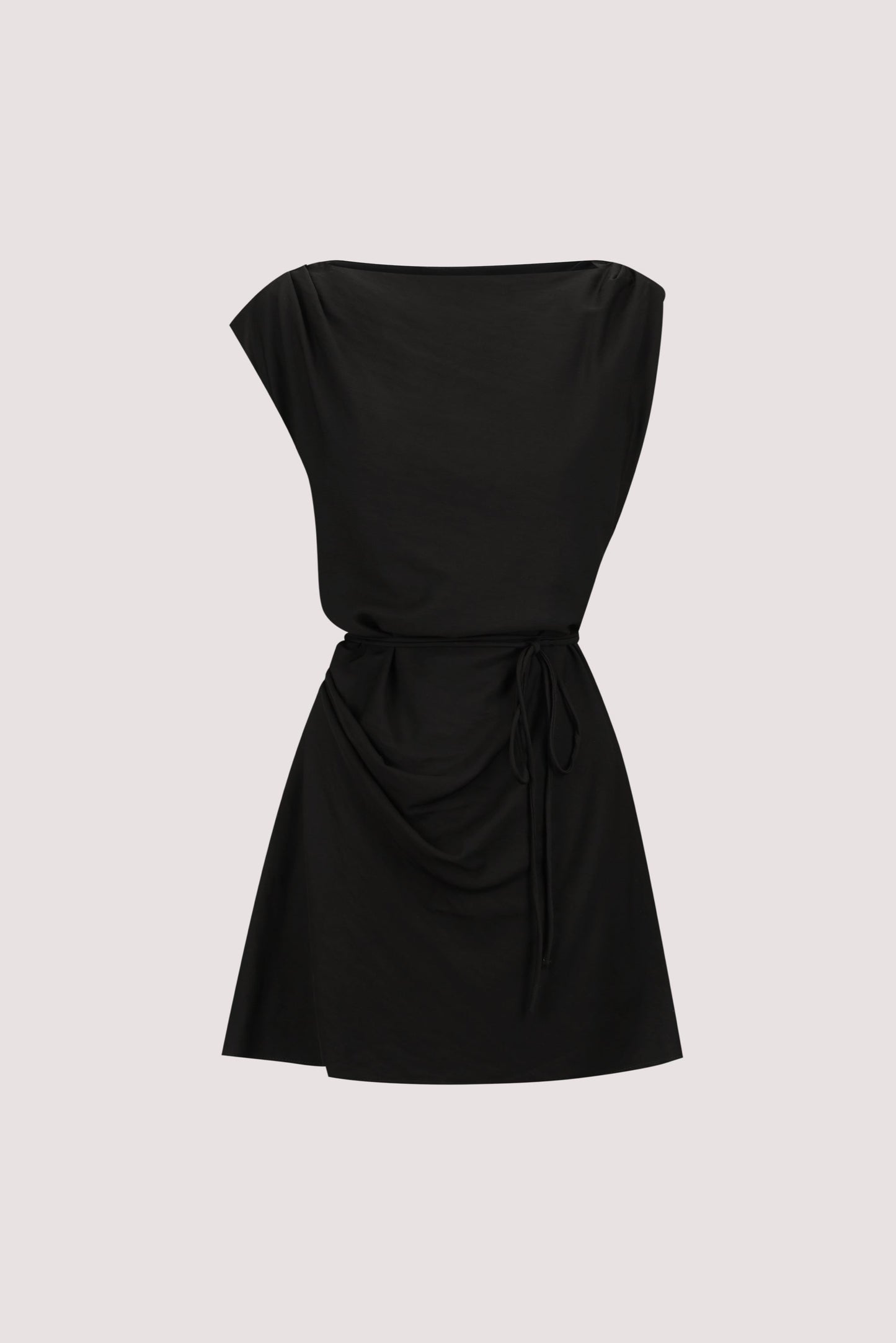 MARMO BLACK DRAPED MINI DRESS