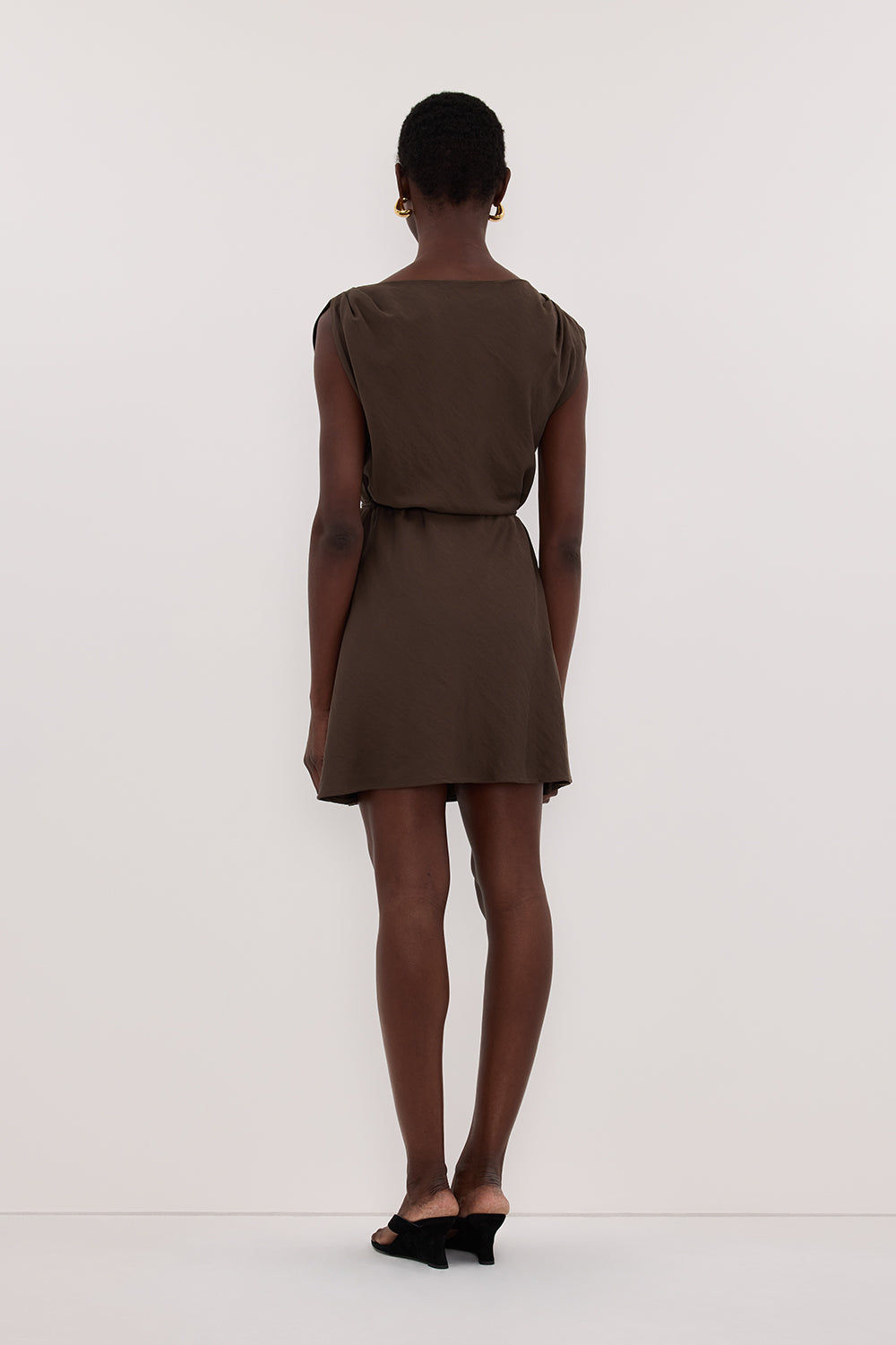 MARMO CHOCOLATE DRAPED MINI DRESS