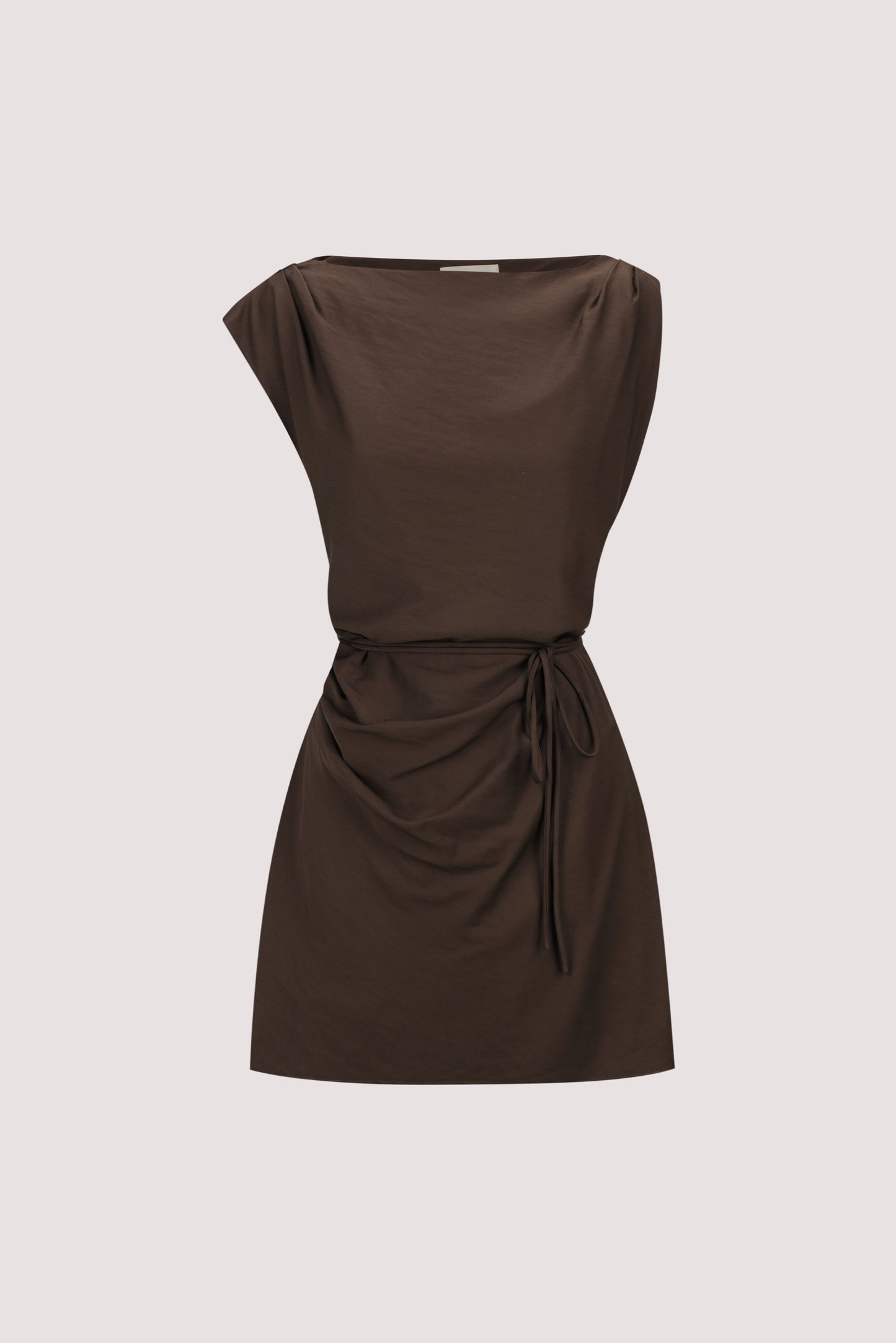 MARMO CHOCOLATE DRAPED MINI DRESS