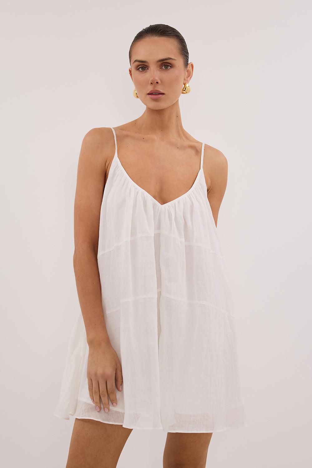 KAHN WHITE RAMIE MINI DRESS