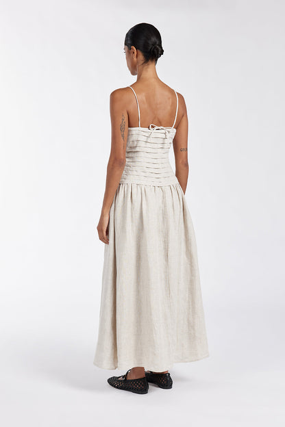 REECE NATURAL LINEN MIDI DRESS