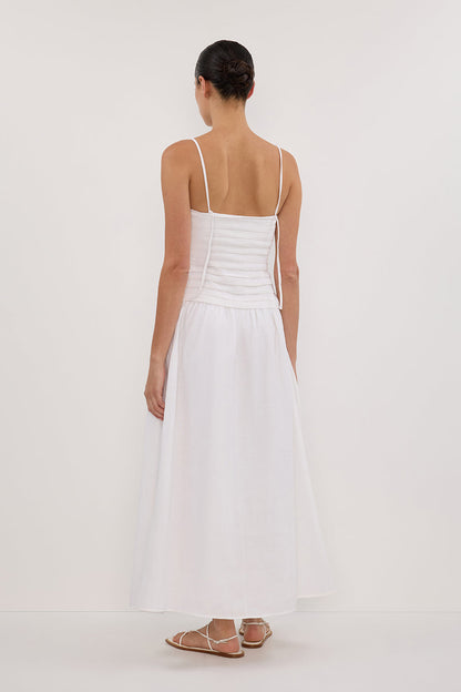 REECE WHITE LINEN MIDI DRESS