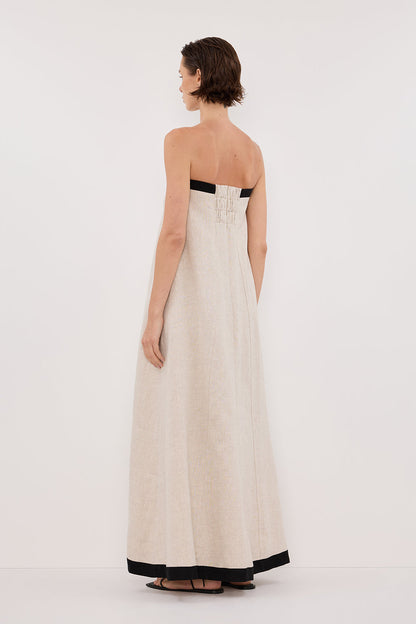 EBONY NATURAL STRAPLESS MIDI DRESS