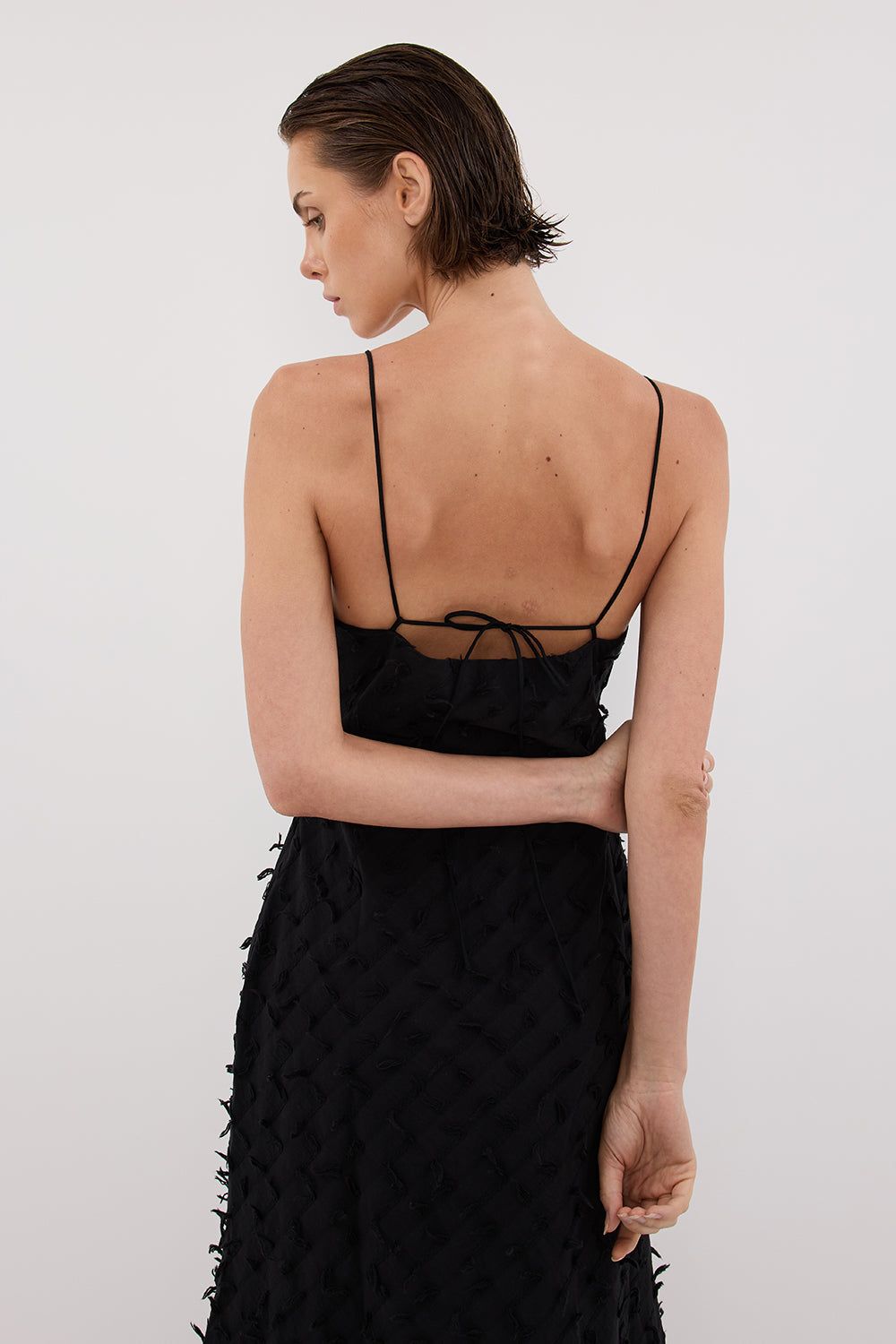 PALOMA BLACK BIAS SLIP MIDI DRESS
