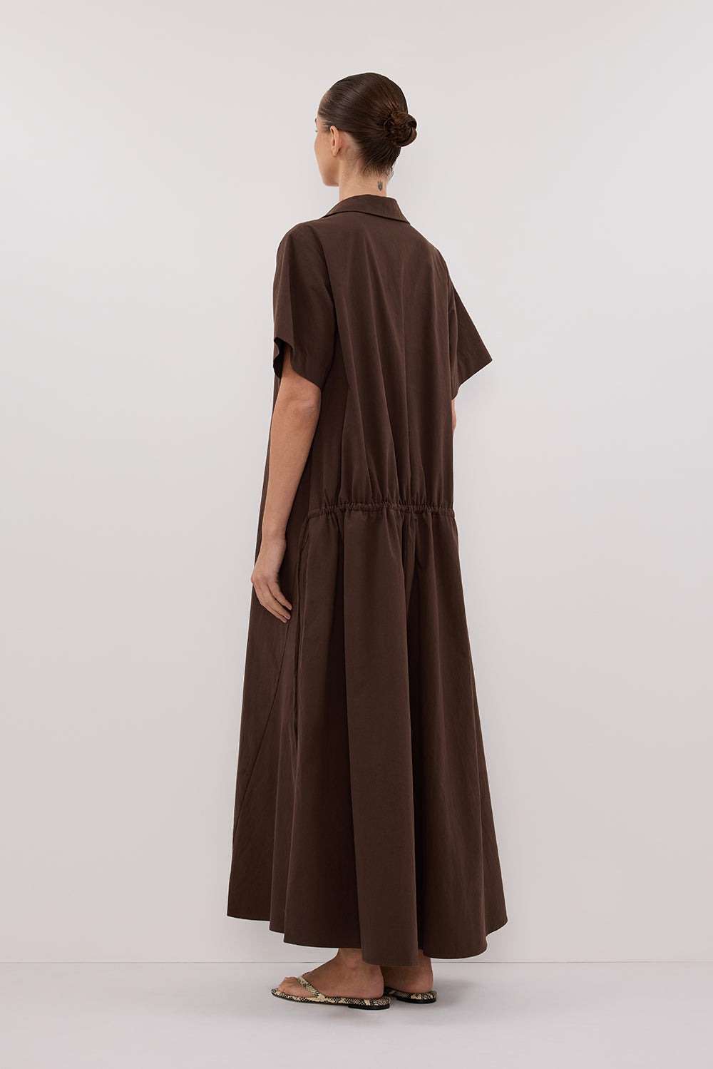 VIOLET BITTER CHOC SHIRT MIDI DRESS