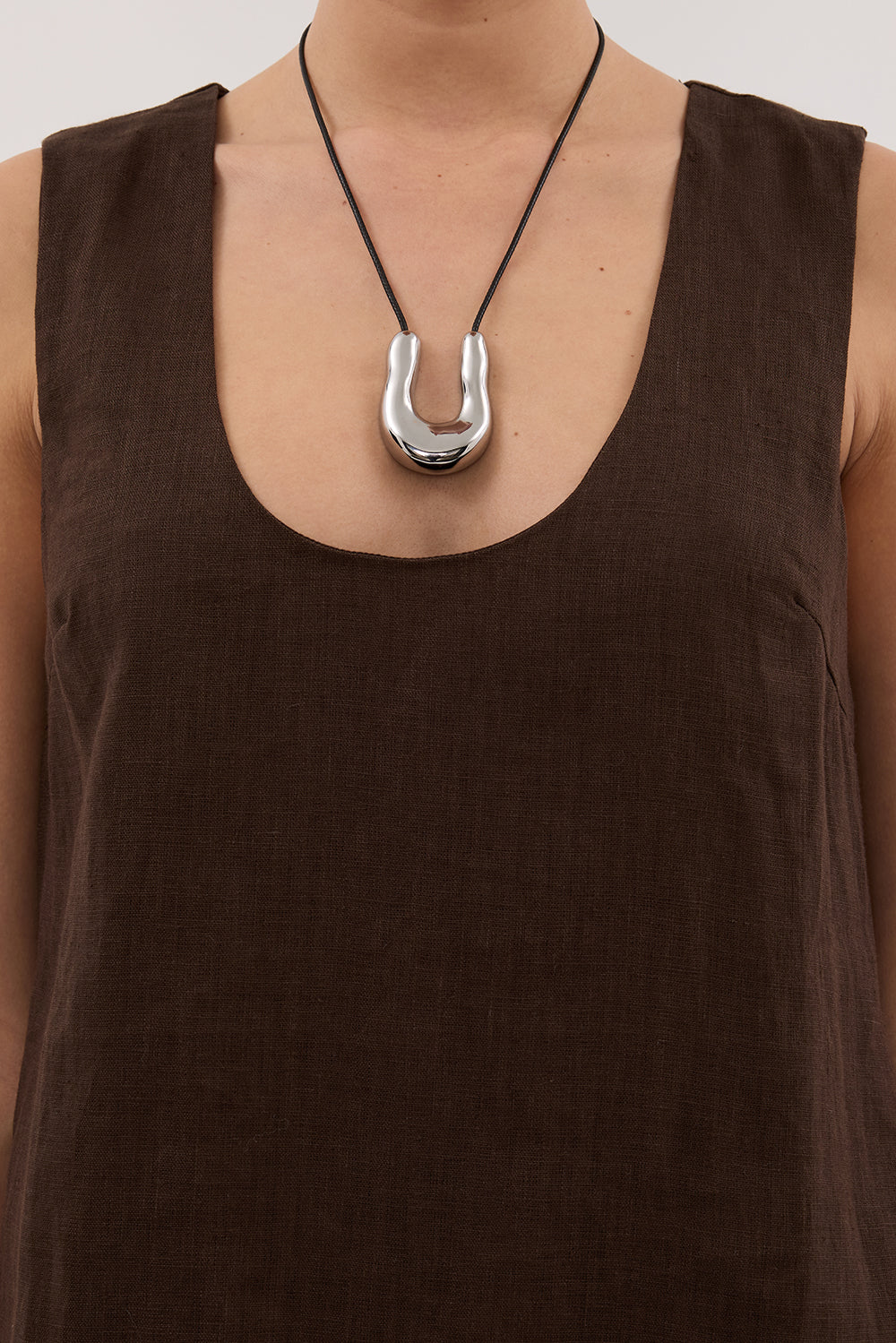 LOTUS BITTER CHOC LINEN MINI DRESS