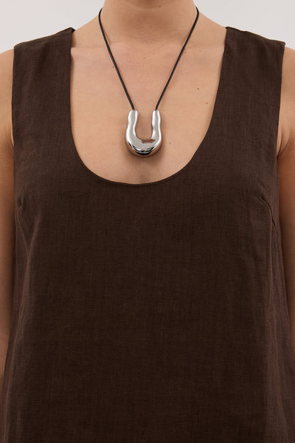 LOTUS BITTER CHOC LINEN MINI DRESS