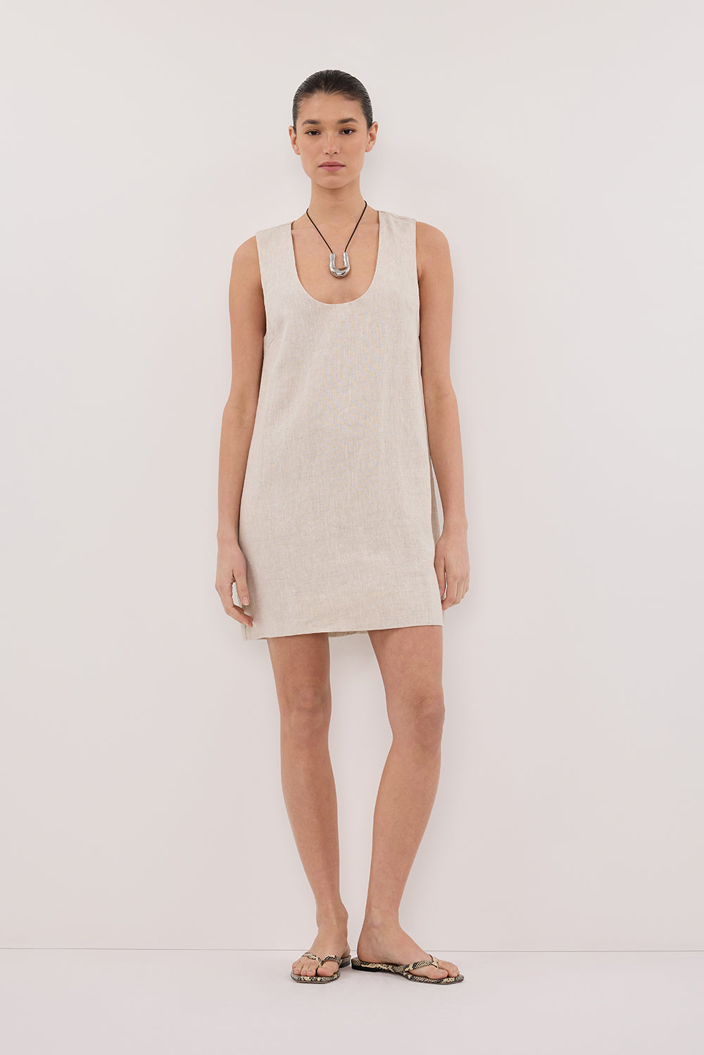 LOTUS NATURAL LINEN MINI DRESS