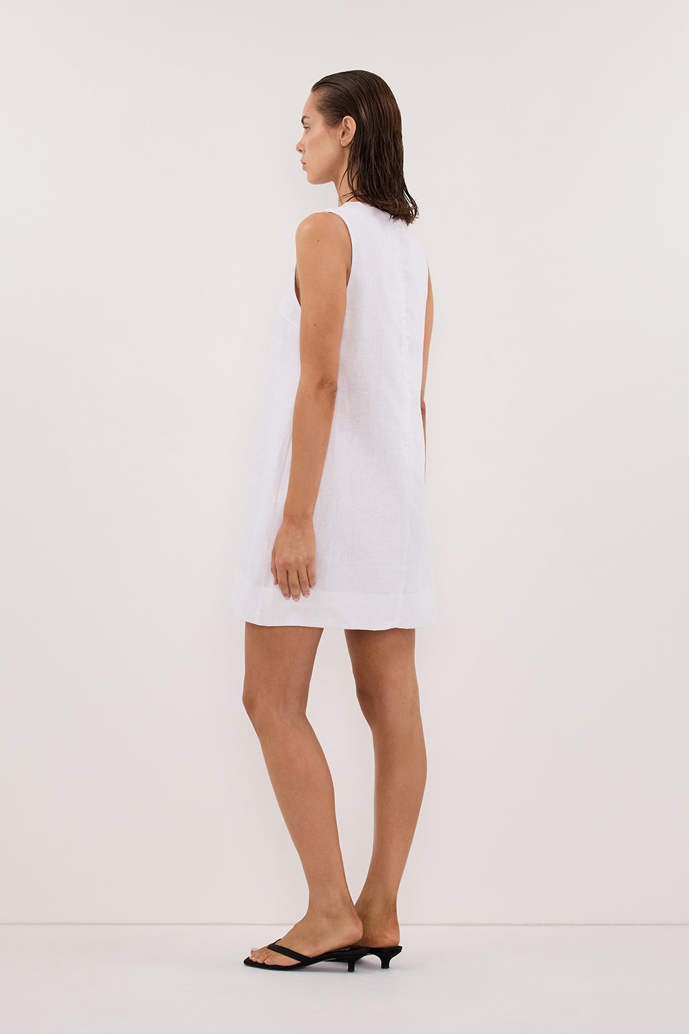 LOTUS WHITE LINEN MINI DRESS