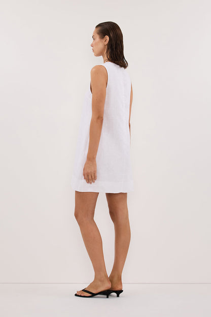 LOTUS WHITE LINEN MINI DRESS