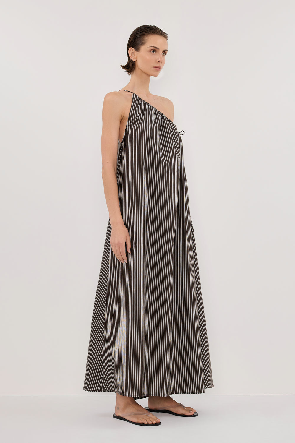 PALMA BITTER CHOC SILK BLEND MIDI DRESS