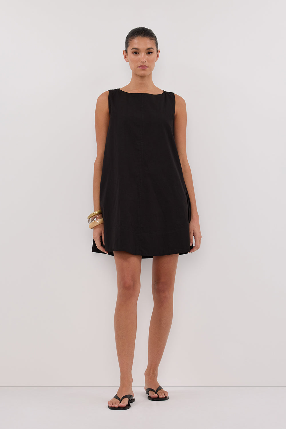 MAISIE BLACK POPLIN MINI DRESS