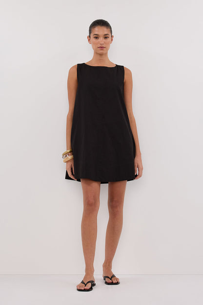 MAISIE BLACK POPLIN MINI DRESS