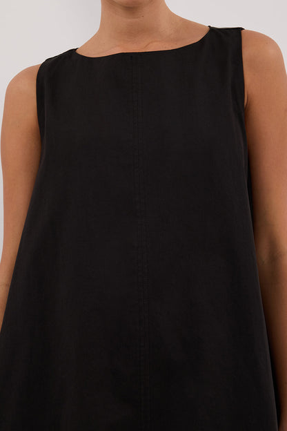 MAISIE BLACK POPLIN MINI DRESS