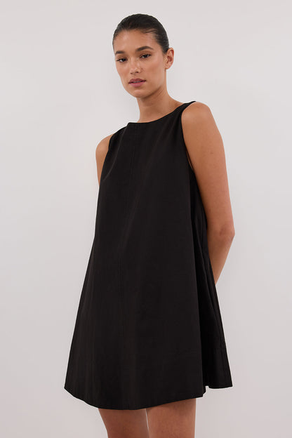 MAISIE BLACK POPLIN MINI DRESS