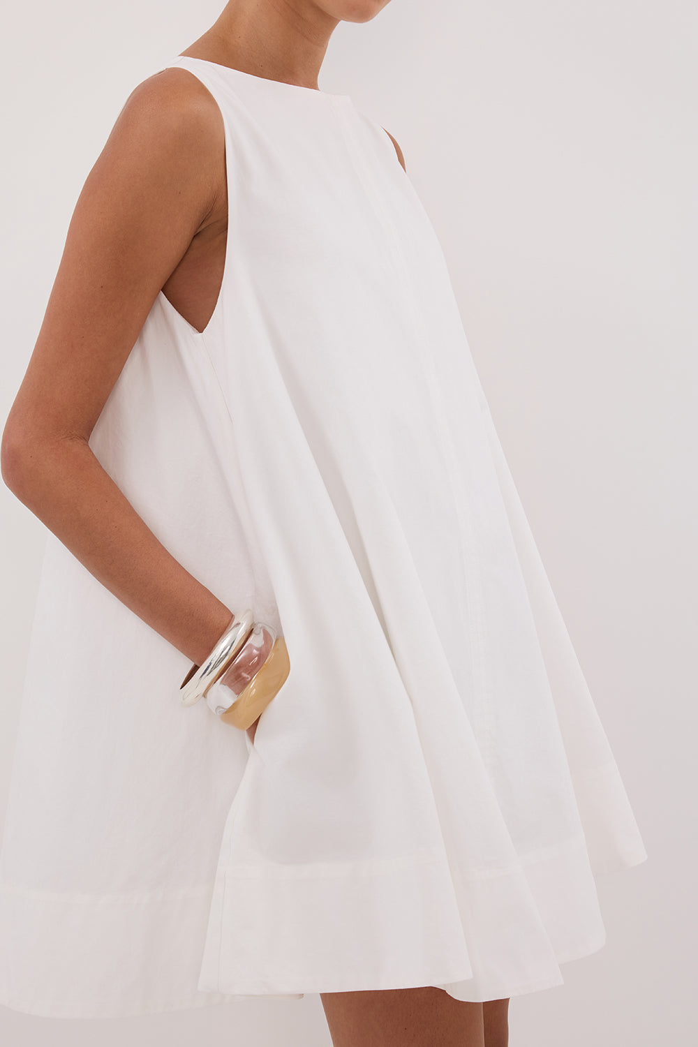 MAISIE WHITE POPLIN MINI DRESS