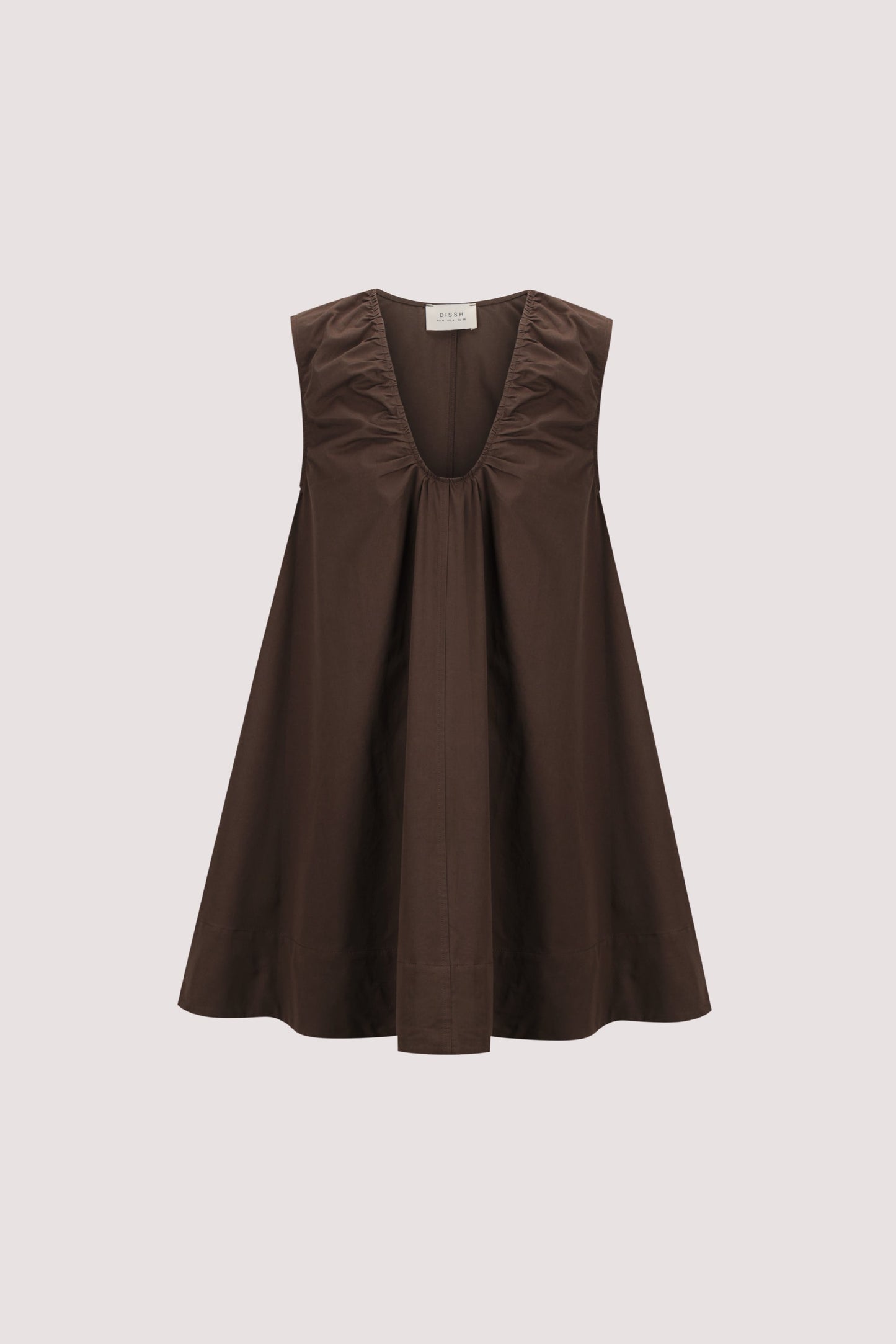 GABBY BITTER CHOC OVERSIZED COTTON MINI DRESS