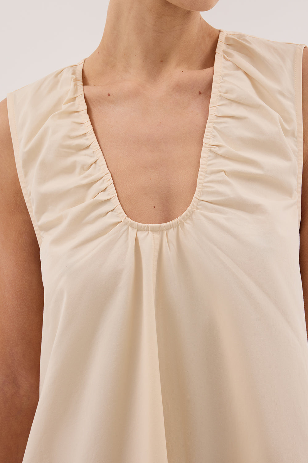 GABBY BUTTERMILK OVERSIZED COTTON MINI DRESS