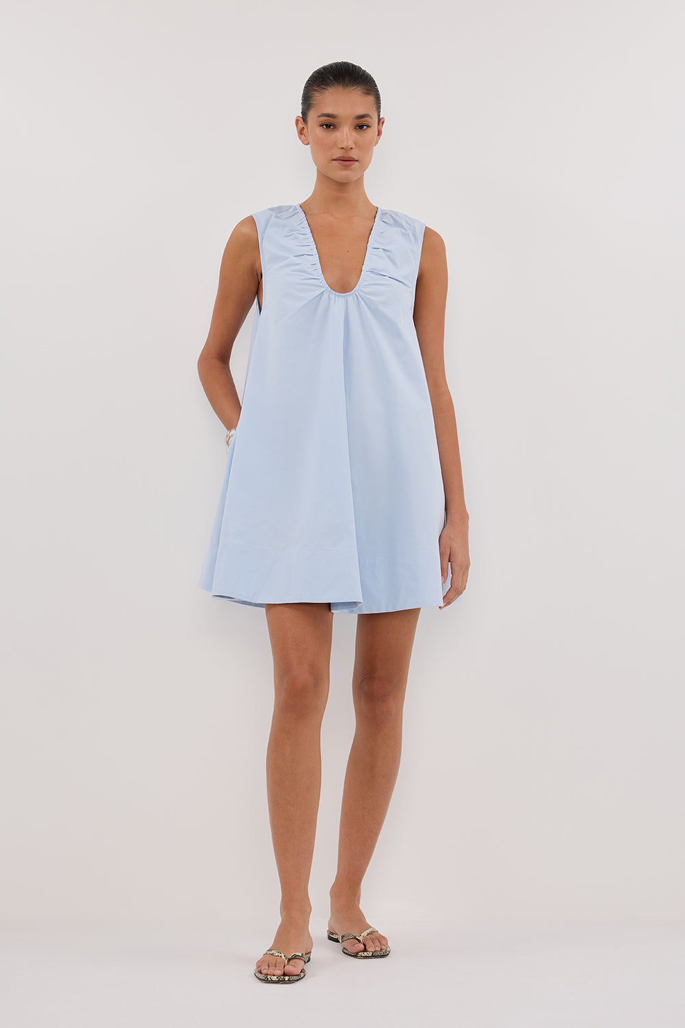 GABBY CORNFLOWER OVERSIZED COTTON MINI DRESS
