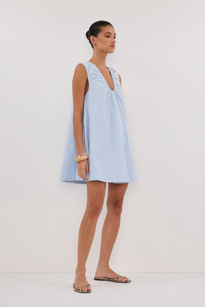 GABBY CORNFLOWER OVERSIZED COTTON MINI DRESS