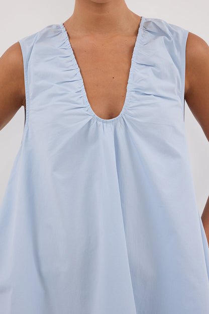 GABBY CORNFLOWER OVERSIZED COTTON MINI DRESS