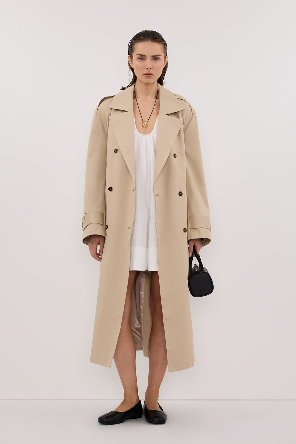 GABBY WHITE OVERSIZED COTTON MINI DRESS