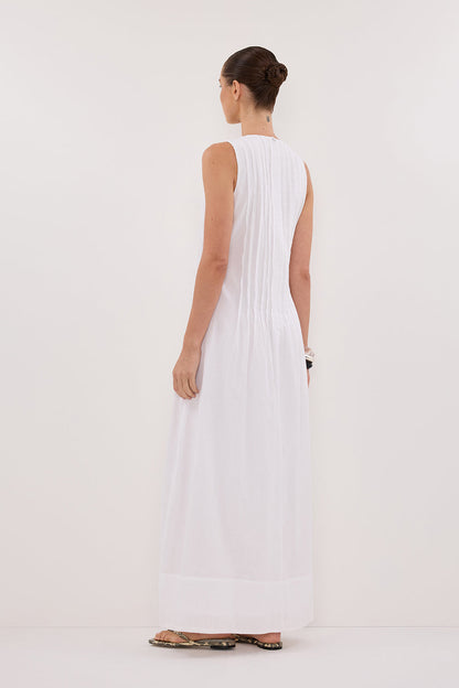 MILO WHITE LINEN BLEND MIDI DRESS