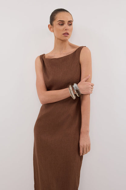 JULE FONDANT LINEN MIDI DRESS