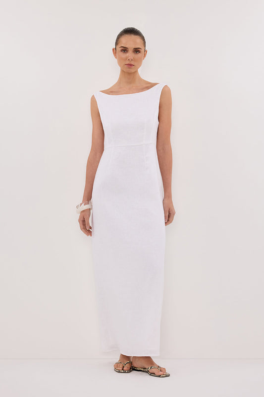 JULE WHITE LINEN MIDI DRESS