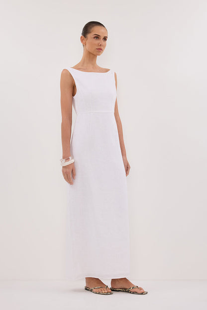 JULE WHITE LINEN MIDI DRESS