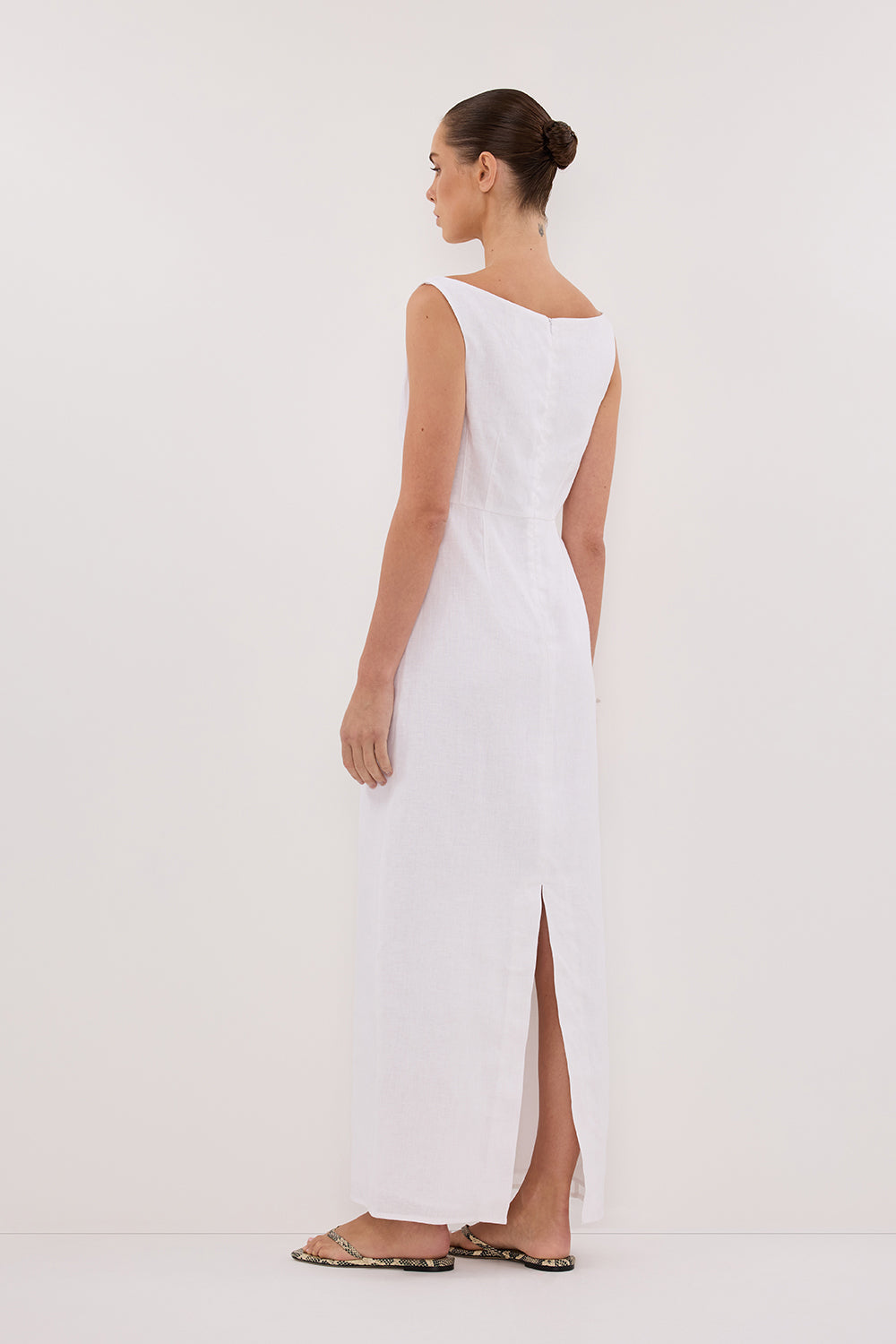 JULE WHITE LINEN MIDI DRESS