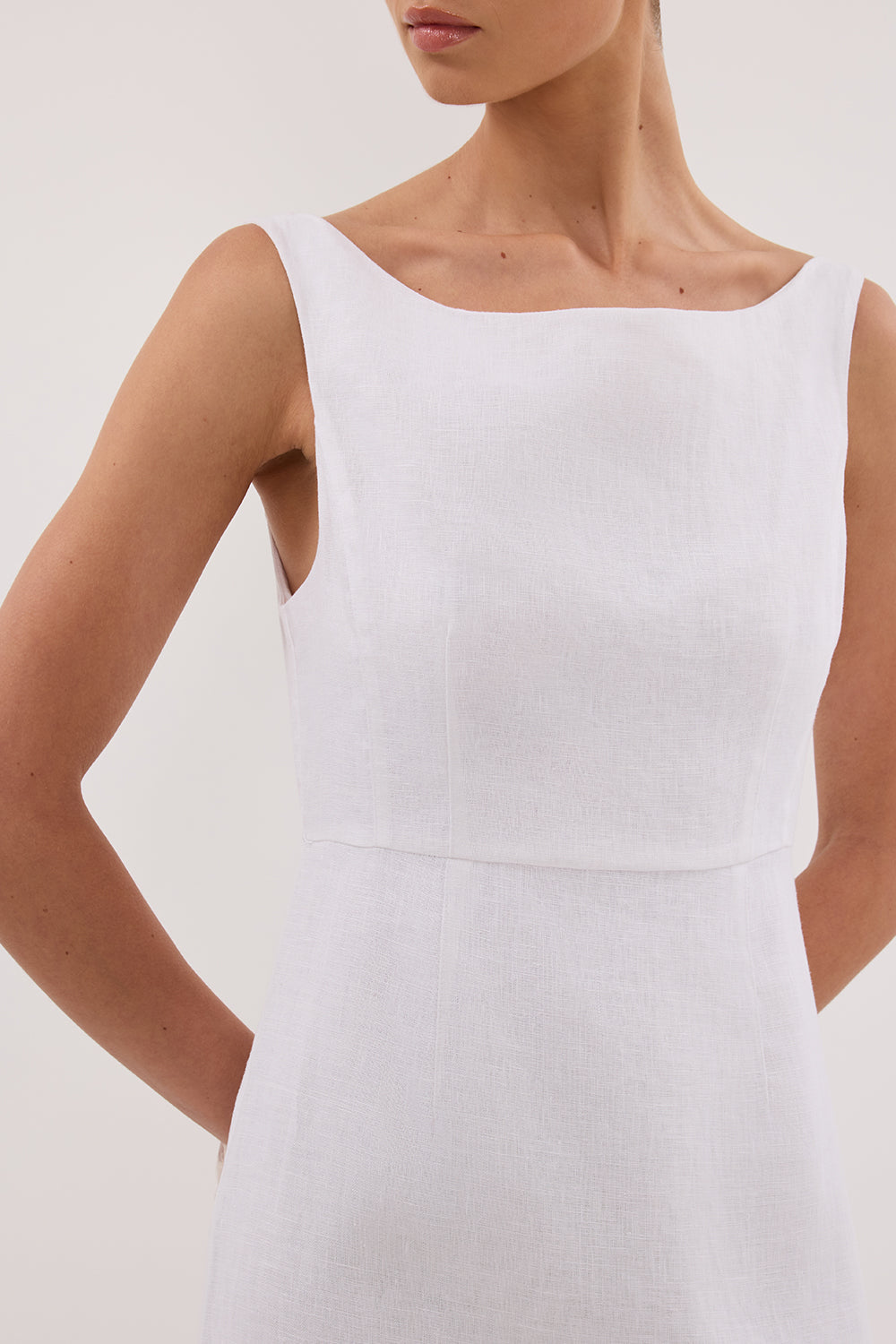 JULE WHITE LINEN MIDI DRESS