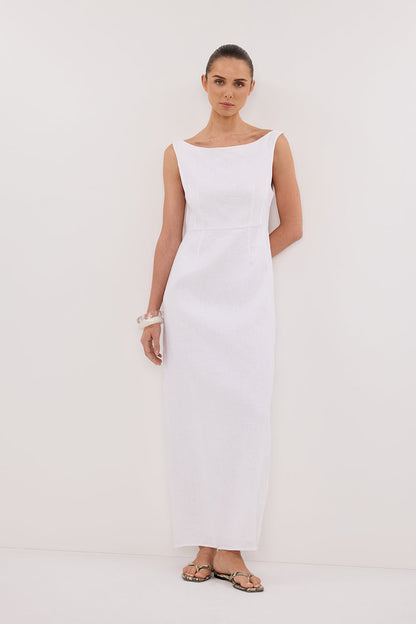 JULE WHITE LINEN MIDI DRESS