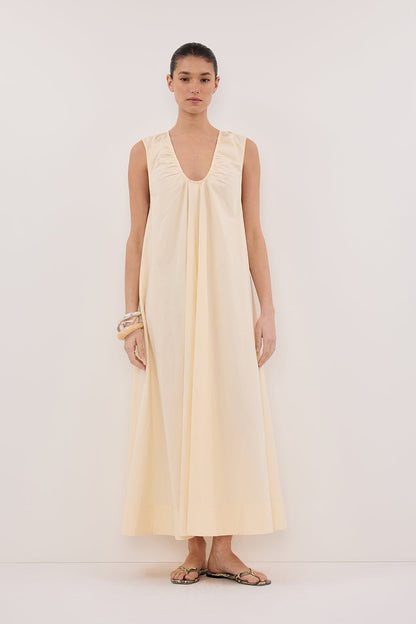 GABBY BUTTERMILK OVERSIZED COTTON MIDI DRESS