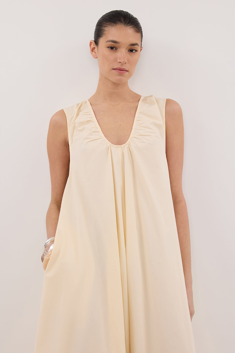 GABBY BUTTERMILK OVERSIZED COTTON MIDI DRESS