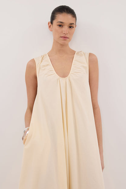 GABBY BUTTERMILK OVERSIZED COTTON MIDI DRESS