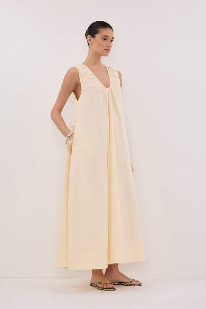 GABBY BUTTERMILK OVERSIZED COTTON MIDI DRESS