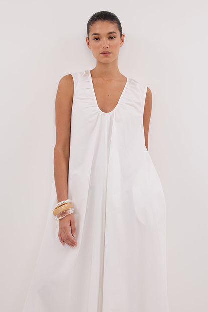 GABBY WHITE OVERSIZED COTTON MIDI DRESS