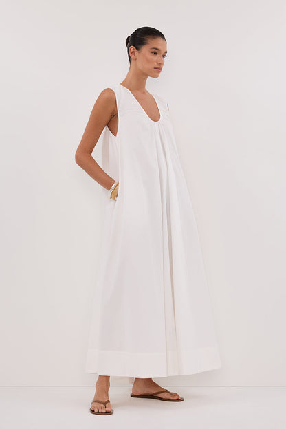 GABBY WHITE OVERSIZED COTTON MIDI DRESS