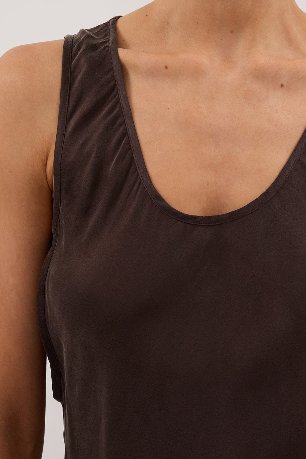 DARCY BITTER CHOC SILK MAXI DRESS