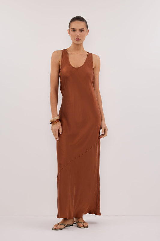DARCY RUST SILK MAXI DRESS