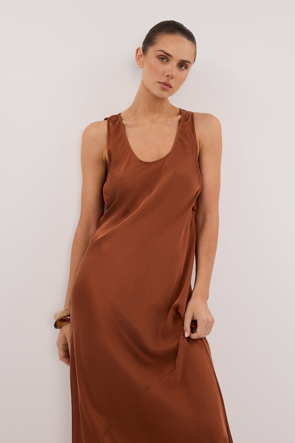 DARCY RUST SILK MAXI DRESS