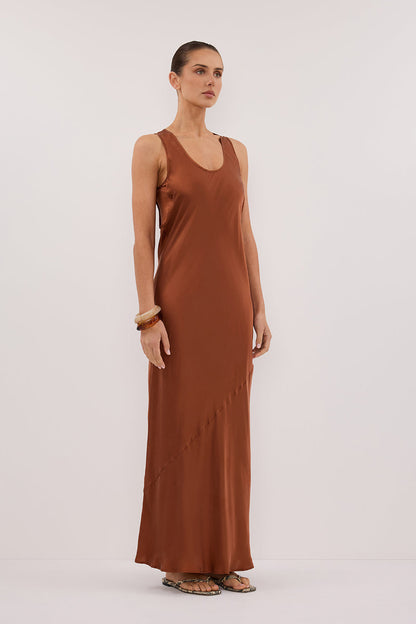 DARCY RUST SILK MAXI DRESS