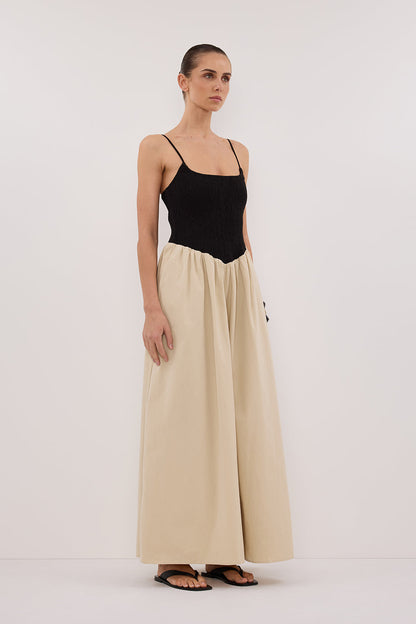 MILANO BLACK AND STONE MIDI DRESS