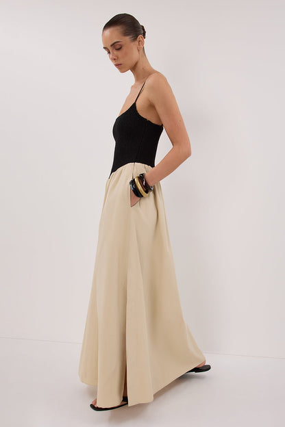 MILANO BLACK AND STONE MIDI DRESS