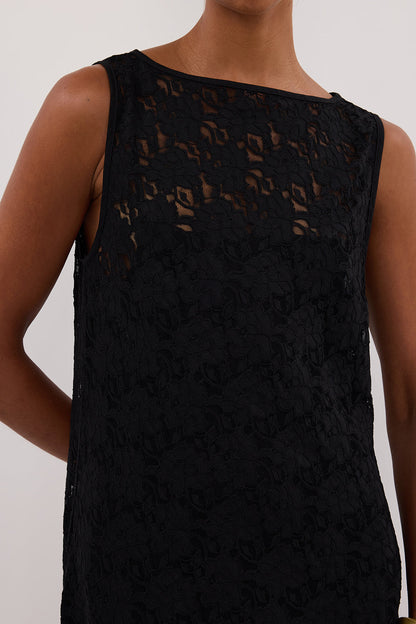 LOULA BLACK LACE MIDI DRESS