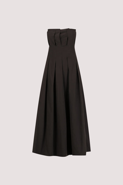 LILLY BLACK COTTON STRAPLESS MIDI DRESS
