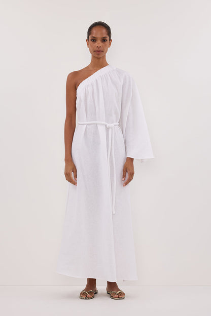 SALLY WHITE LINEN MIDI DRESS